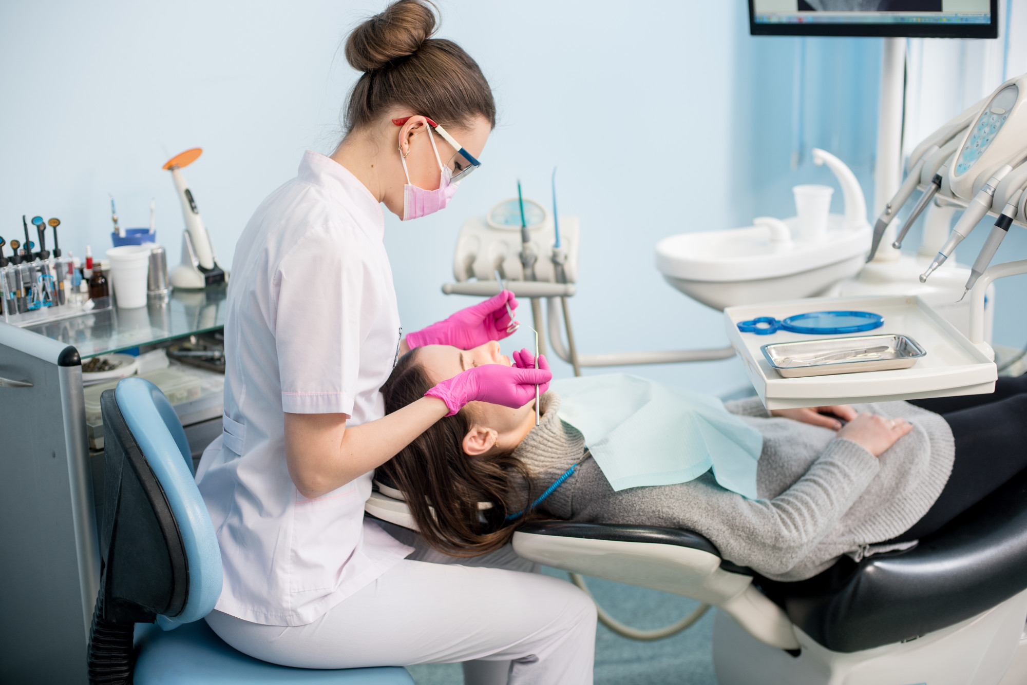 patient getting dental cleaning